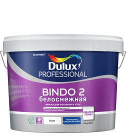 Краска водно-дисперсионная внутренняя DULUX Prof Bindo 2 глубокоматовая снежно-белая для потолков, 9 л ( кг)