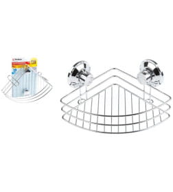 Полка для принадлежностей на вакуумных присосках угловая, хро. сталь PERFECTO LINEA Fix Lock 35-342240