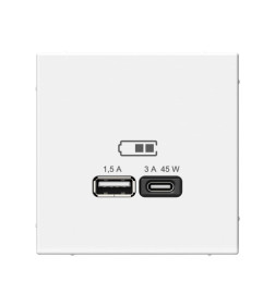 Розетка USB A + тип-C 45Вт высокоскор.заряд. QC, PD, механизм GAL000129 Systeme Electric ArtGallery Белый