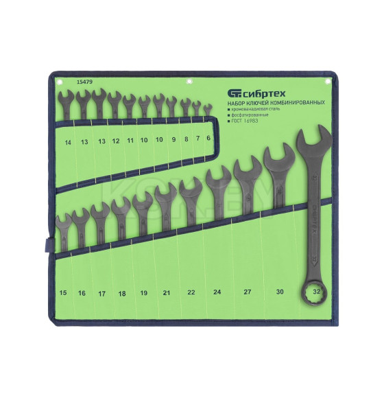 Набор ключей комбинированных 6-32 мм CrV (22 шт.) Сибртех 15479 (15479) 