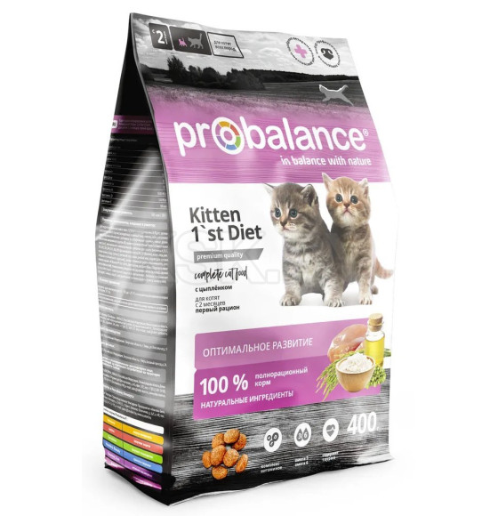 ProBalance 400 гр 1'st Diet Корм сухой  д/котят c цыпленком NEW