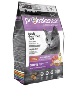 ProBalance 400гр Gourmet diet Корм сухой для взрослых кошек с говядиной и ягненком