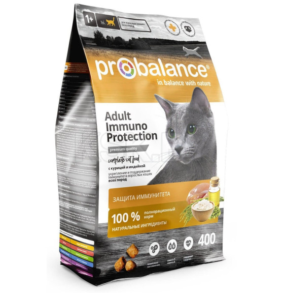 ProBalance 400гр Immuno Protection Корм сухой для кошек с курицей и индейкой