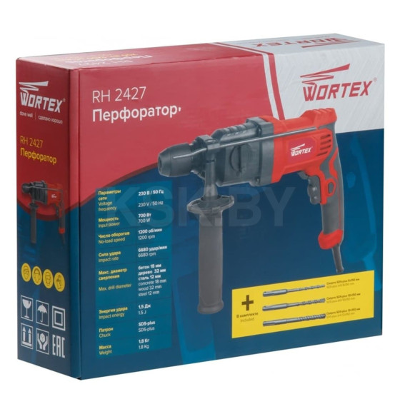 Перфоратор WORTEX RH 2427 в кор. + набор буров (RH242700025) 