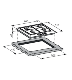 Панель варочная газовая Weissgauff HGG 640 WG Nano Glass