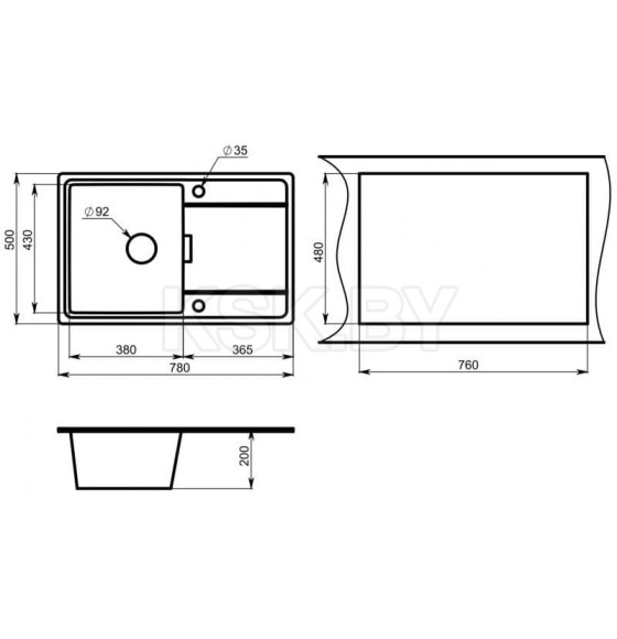 Мойка кухонная гранитная Granula 7804 графит 780х500 мм. (7804) 