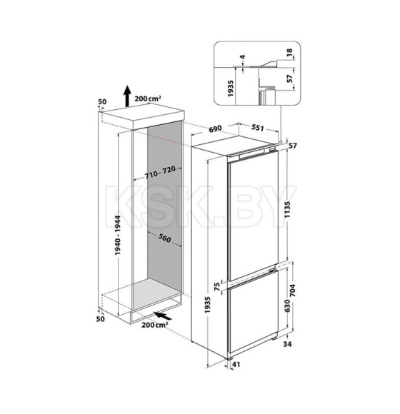 Встраиваемый холодильник Whirlpool WH SP70 T241 P (WHSP70T241P) 