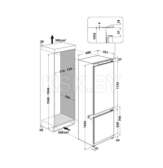 Встраиваемый холодильник Whirlpool WH SP70 T262 P (WHSP70T262P) 