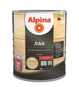 Лак АУ Alpina Лак для деревянных полов глянцевый, бесцветный 0,75 л / 0,67 кг