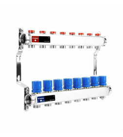 Группа коллекторная с расходомерами ВР 1", на  8 контуров 3/4" EK, нержавеющая сталь VARMEGA