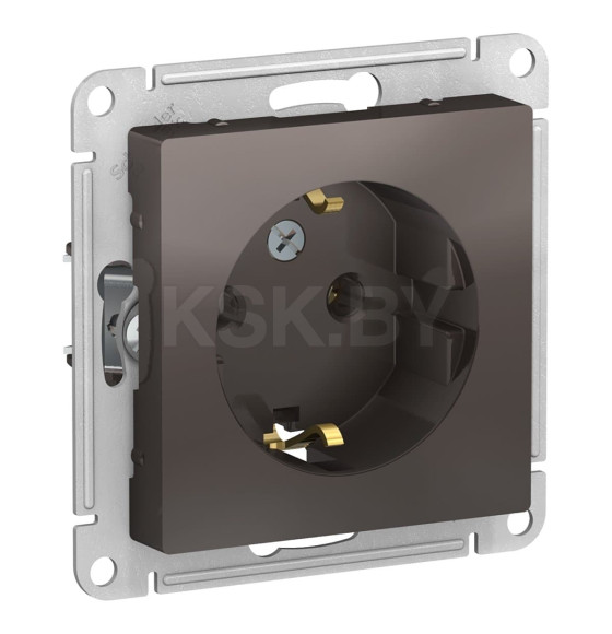 Розетка 1-я с з/к без шторок мокко Schneider Electric Atlasdesign (ATN000643) 