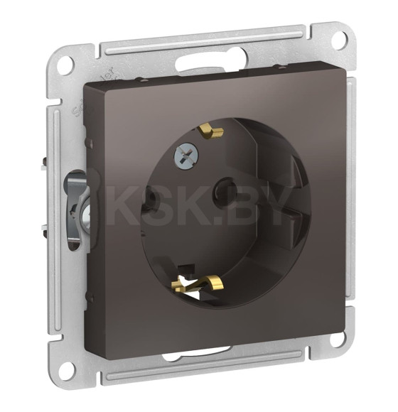 Розетка 1-я с з/к и шторками мокко Schneider Electric Atlasdesign (ATN000645) 