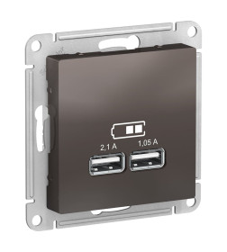 Розетка USB 5В 1 порт*2,1А 2*1,05А мокко Schneider Electric Atlasdesign