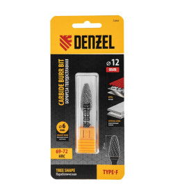 Борфреза по металлу твердосплавная параболическая тип-F 12 мм Denzel 72044