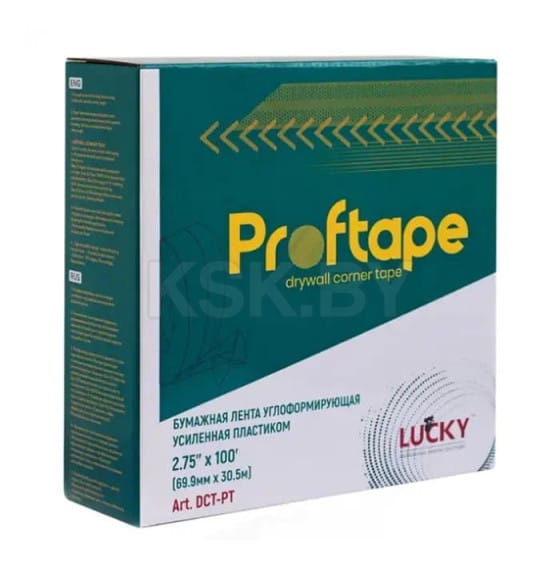 Бумажная лента углоформирующая усиленная пластиком LUCKY 69,9мм x 30.50м. CONER FLEXIBLE BEAN (DCT-PT) 