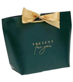 Пакет подарочный Present for you, 28 х 20 х 9 см зелёный, золотистый