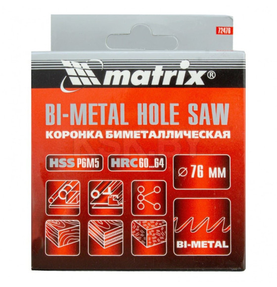 Коронка биметаллическая 76 мм BIMETAL Matrix 72476 (72476) 