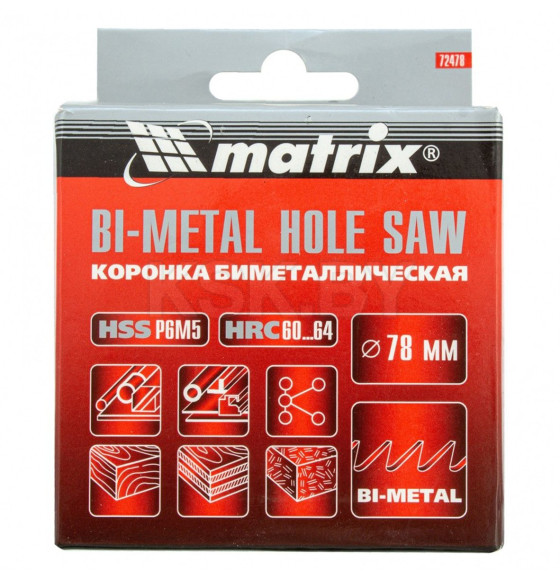 Коронка биметаллическая 78 мм BIMETAL Matrix 72478 (72478) 