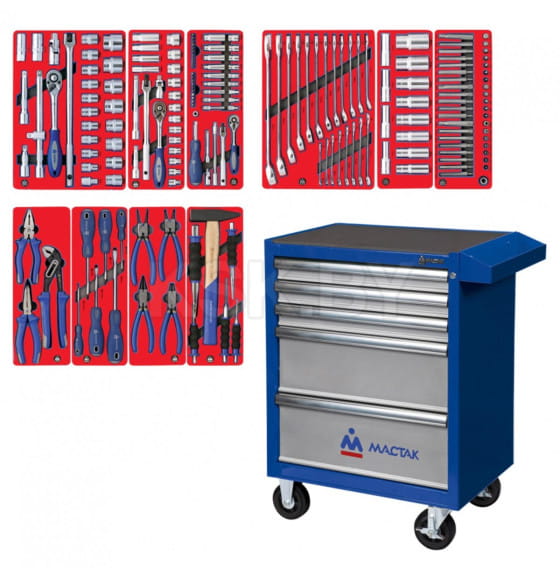 Тележка инструментальная с набором инструментов "СТАНДАРТ" (186 предметов) МАСТАК 52-05186B (52-05186B) 