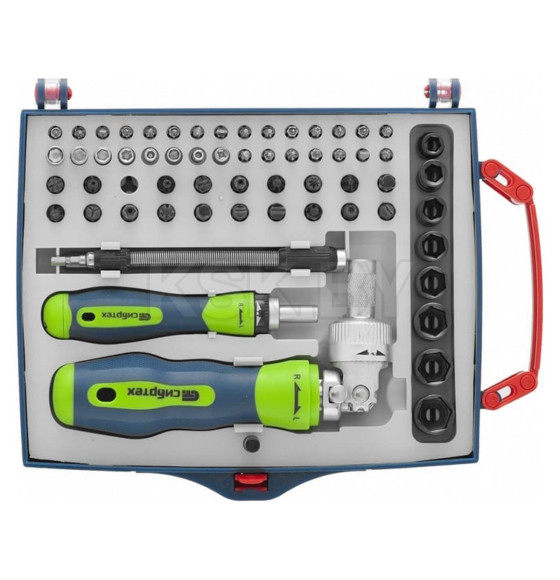 Отвертки реверсивные с набором бит и головок CrV (61 предмет) Сибртех 13363 (13363) 