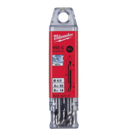 Сверло по металлу двуxстороннее HSS-G MILWAUKEE D 4,0x14x55 (10 шт.)