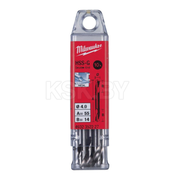 Сверло по металлу двуxстороннее HSS-G MILWAUKEE D 4,0x14x55 (10 шт.) (4932352227) 