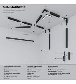 Коннектор угловой для шинопровода Round накладной (черный) 85135 Slim Magnetic 