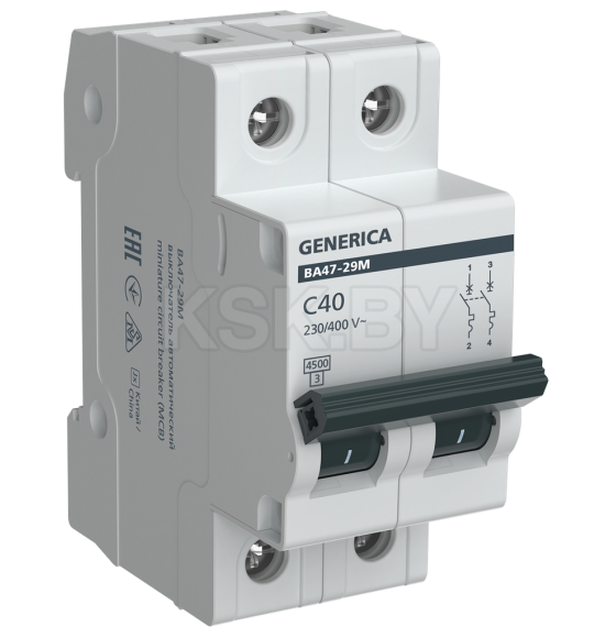 Автоматический выключатель ВА47-29М 2P 40А 4,5кА C GENERICA MVA21-2-040-C-G (MVA21-2-040-C-G) 