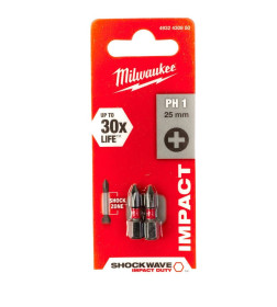 Бита PH 1х25мм ударная Milwaukee Shockwave (2 шт.)