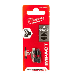 Бита SL 0,6x4,5х25мм ударная Milwaukee Shockwave (2 шт.)