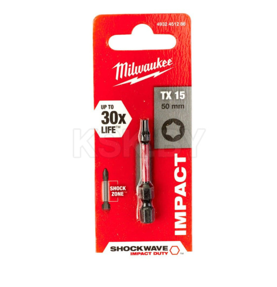 Бита TORX TX15х50мм ударная Milwaukee Shockwave (4932451286) 