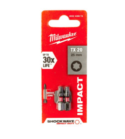 Бита TORX TX20х25мм ударная Milwaukee Shockwave (2 шт.)