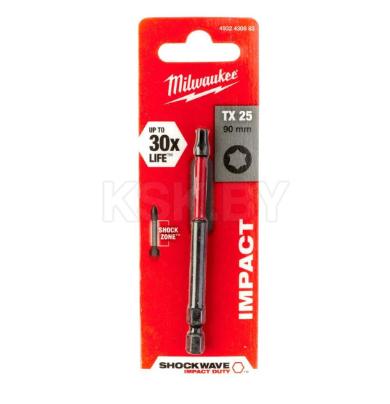 Бита TORX TX25x90мм ударная Milwaukee Shockwave (4932430883) 