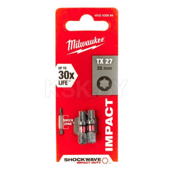 Бита TORX TX27х25мм ударная Milwaukee Shockwave (2 шт.) (4932430884) 