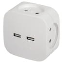 Разветвитель на 4 розетки 220V + 2xUSB 2400mA, без заземления 10А (белый) Эра SP-4-USB-W (SP-4-USB-W) 
