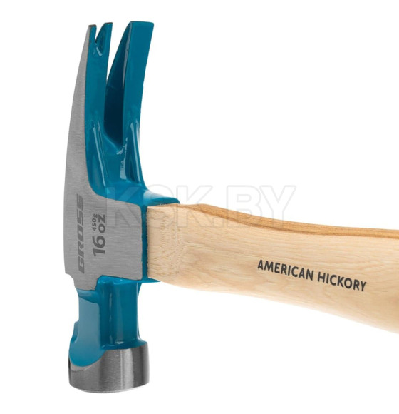 Молоток-гвоздодер 450 гр угол 75, магнит, обрезиненная рукоятка AMERICAN HICKORY GROSS 10418 (10418) 