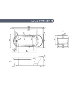 Ванна акриловая 170х75 см Ventospa Aqua La   (без ног)