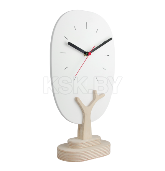 Часы настольные, натуральное дерево, размер  70 Х 300 Х 170 мм, цвет белый (90903005) 