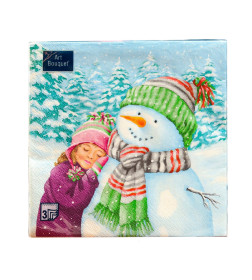 Салфетки декоративные 33 х 33 см, 3 слоя, (20 шт) "Мой любимый снеговик" Art Bouquet