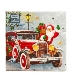 Салфетки декоративные 33 х 33 см, 3 слоя, (20 шт) "Дед мороз приехал" Home Collection Classic