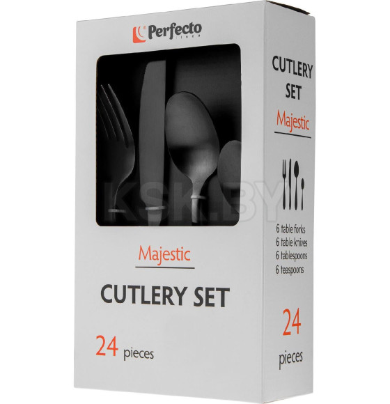 Набор столовых приборов, 24 шт., черный матовый, серия Majestic, PERFECTO LINEA (21-250130BLM)