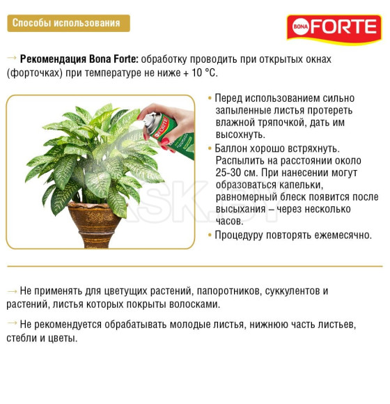 Блеск для листьев, аэрозоль Bona Forte 500 мл