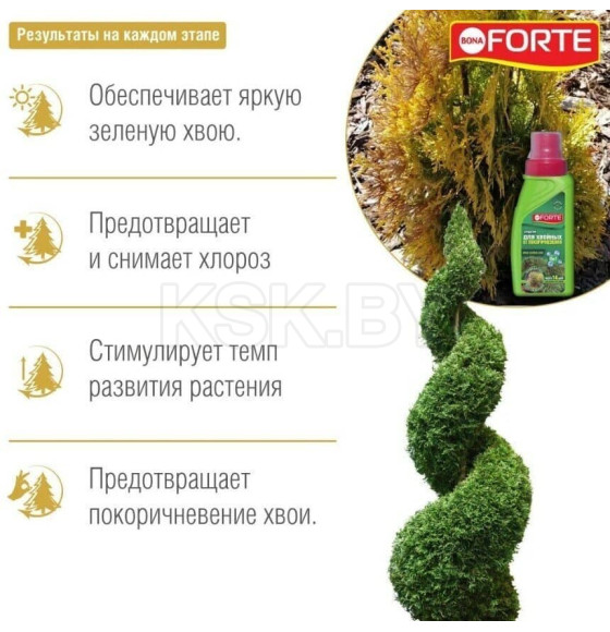 Средство жидкое 4 в 1 от покоричновения хвои Bona Forte 285 мл