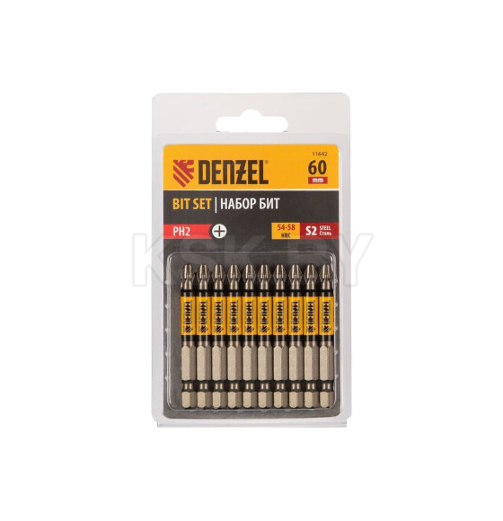 Бита PH 2х60 мм S2 (10 шт.) Denzel 11642 (11642) 