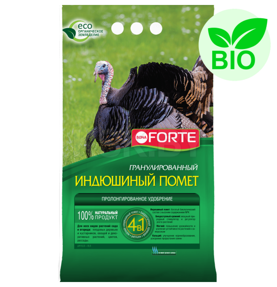 Удобрение гранулированное обогащенное Индюшиный помет Bona Forte 2 кг