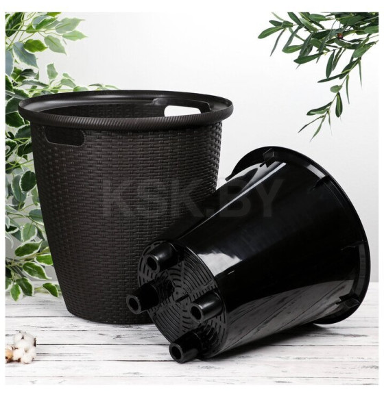 Кашпо напольное 470 мм/50 л с внутренним горшком 27 л (горький шоколад) Rattan InGreen ING6216ГШК (ING6216ГШК) 