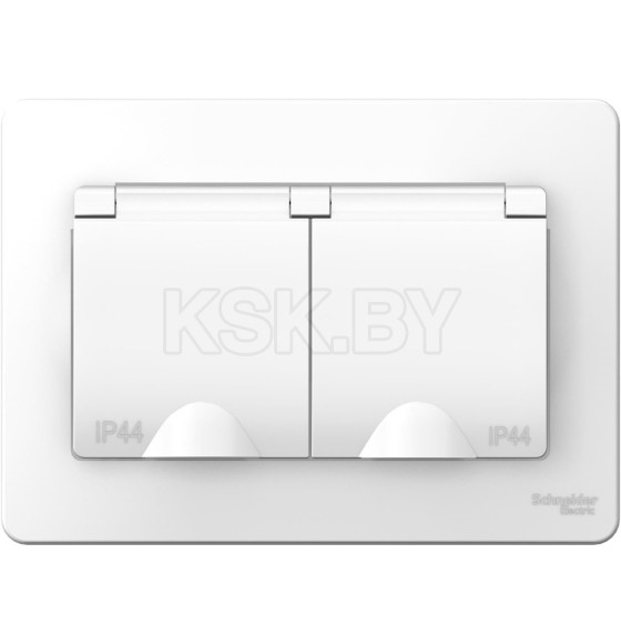 Розетка двойная c з/к с крышкой белый IP44 Blanca (BLNRS441121) 