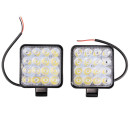 Фара светодиодная OFF ROAD 85*85(102)*17мм квадратная 12V/24V 48W 6000К SKYWAY компл 2 шт 16 диодов (S07201094) 