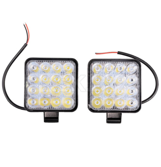 Фара светодиодная OFF ROAD 85*85(102)*17мм квадратная 12V/24V 48W 6000К SKYWAY компл 2 шт 16 диодов (S07201094) 