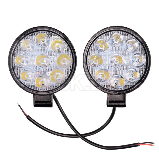 Фара светодиодная OFF ROAD 84*84(100)*17мм круглая 12V/24V 27W 6000К SKYWAY компл 2 шт 9 диодов (S07201096) 